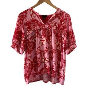 Vineet Bahl Inge Top Womens XS Pink Red Embroidered Blouse Boho Floral Soft Girl